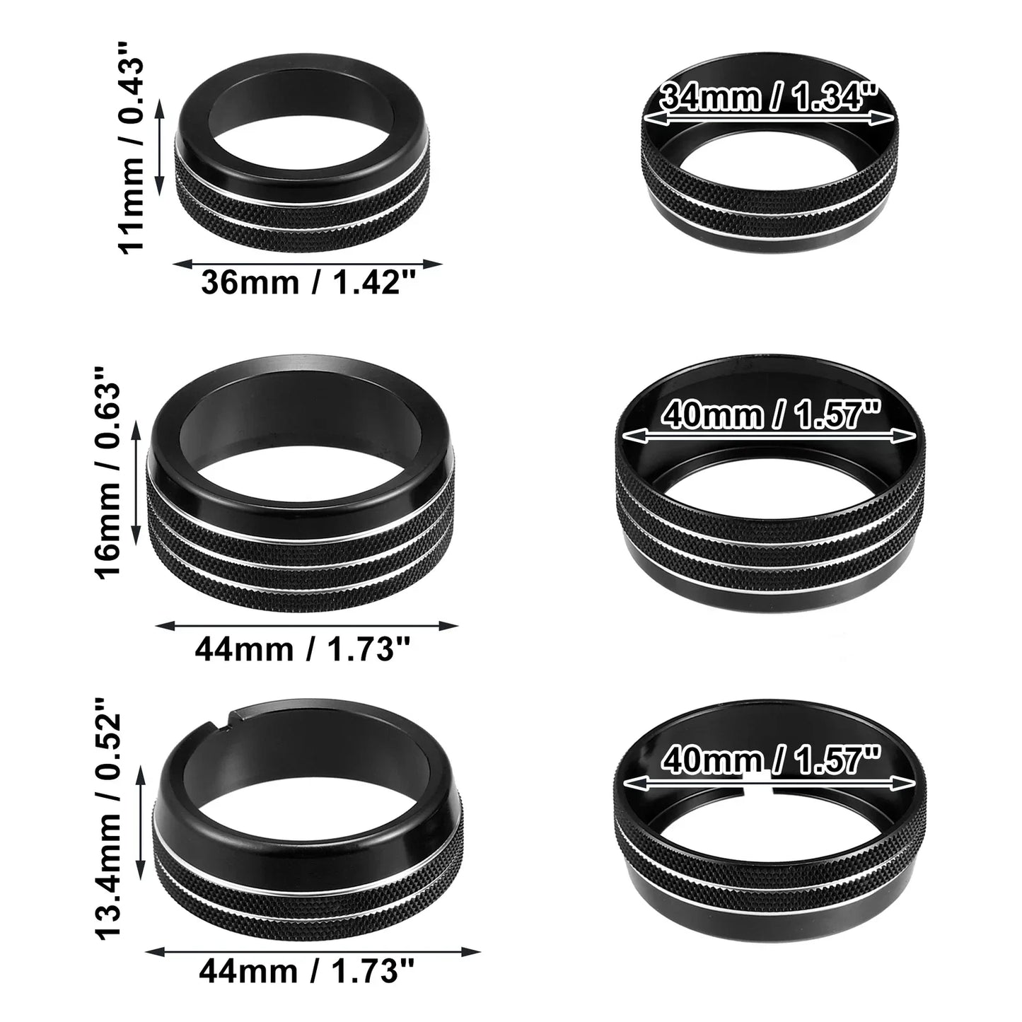 AC Switch Knob Cover Ring Trim for Dodge Ram 1500 - 4 x Black