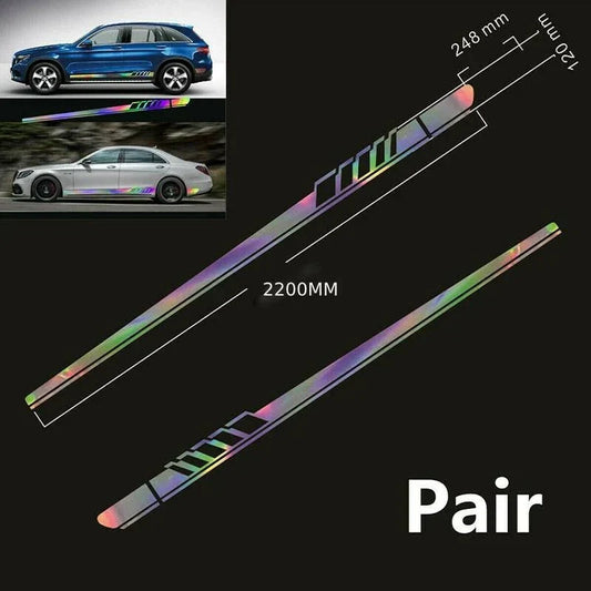 2 x Reflective Car Body Graphics Vinyl Long Stripe Decals Sticker for Car
