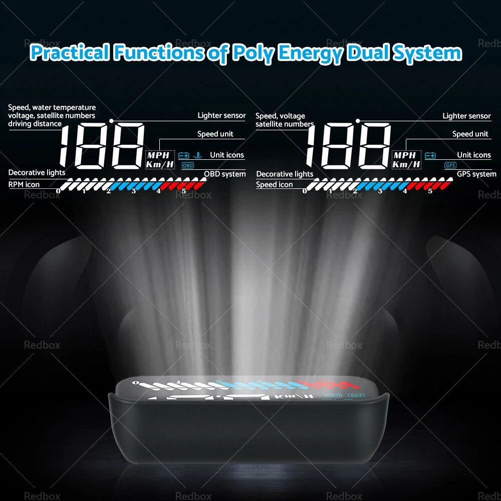 3.5" Universal OBD GPS Dual System Head Up Display Speed Alarm Voltage
