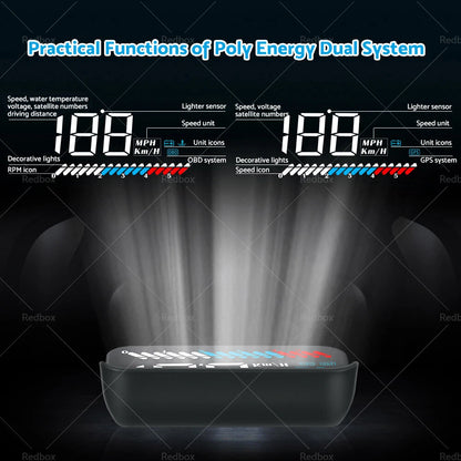 3.5" Universal OBD GPS Dual System Head Up Display Speed Alarm Voltage