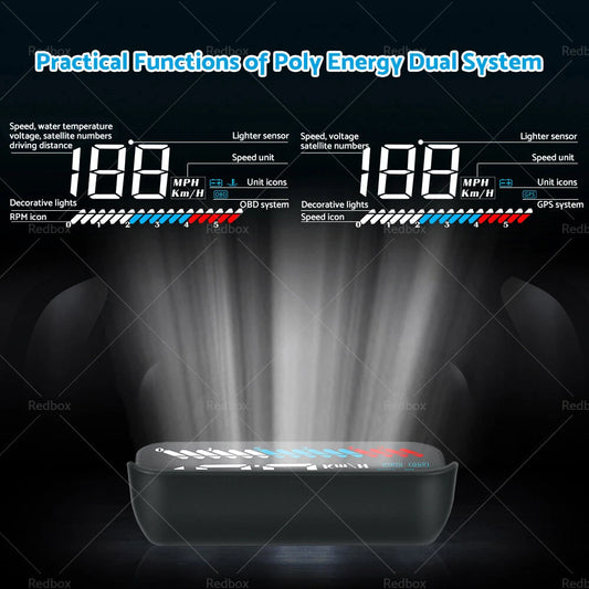 3.5" Universal OBD GPS Dual System Head Up Display Speed Alarm Voltage