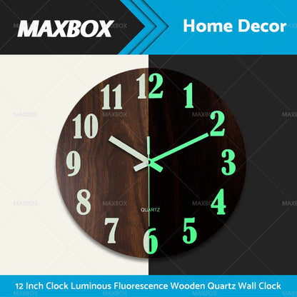12'' Luminous Glow In The Dark Wall Clock for Home - Silent Quartz