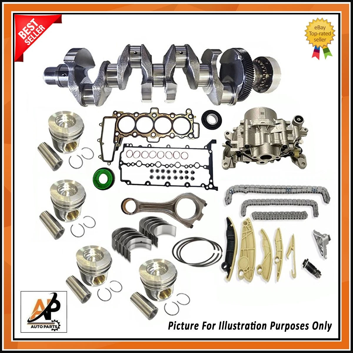 Crankshaft Rebuild Kit Replacement for Jaguar Land Rover Velar Evoque (2017–2019)