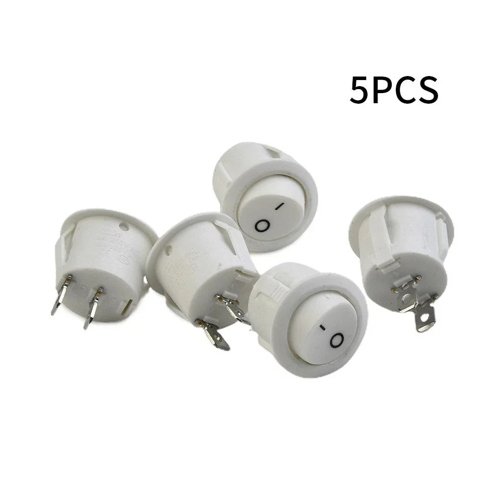 Mini Rocker Switches 5 Pcs White 2-Pin On-Off for MOTORHOME