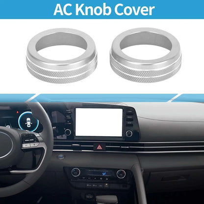 AC Climate Heater Switch Knob Covers for Hyundai Elantra (2021-2024) 2 x Silver Tone