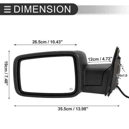 Tow Mirrors for Dodge Ram 1500 with Turn Signal Lights Silver Tone (2009-2018)