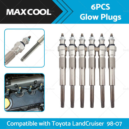 6x Glow Plugs for Toyota LandCruiser HZJ75 HZJ79 HZJ105 4.2D 1HZ (98-07)