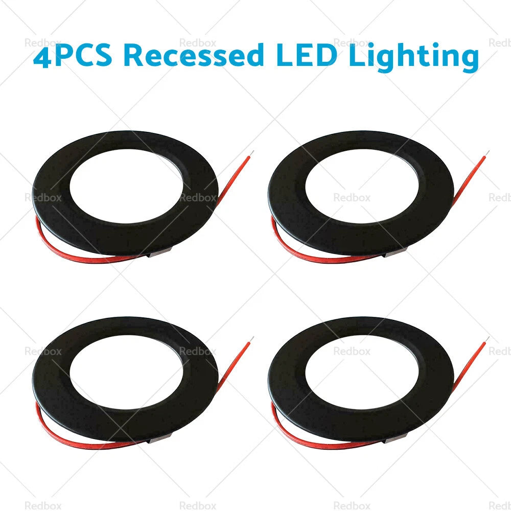 4 x 12V Dimmable Spot Lights for Caravan Boat Black Downlight Warm White