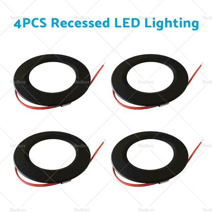 4 x 12V Dimmable Spot Lights for Caravan Boat Black Downlight Warm White