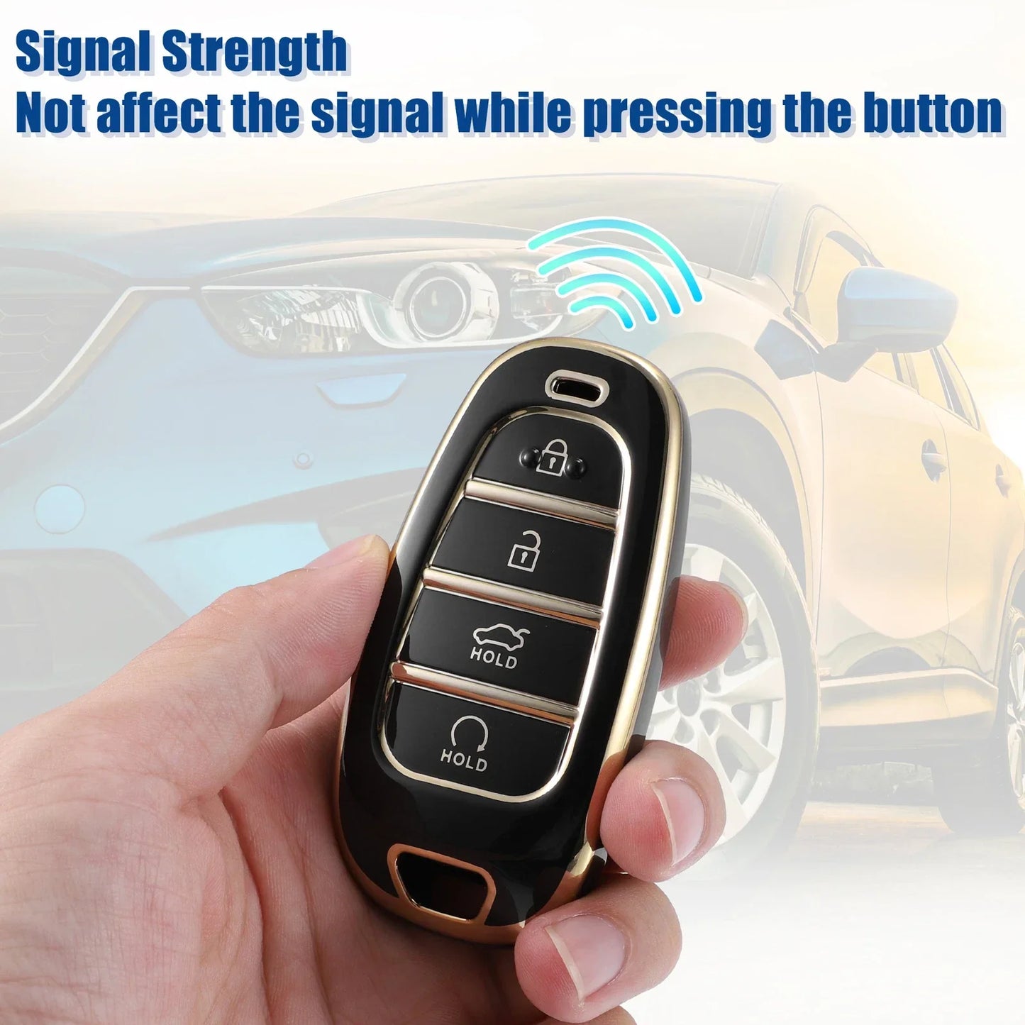 TPU 4 Button Keyless Entry Remote Key Fob Cover for Hyundai Tucson (2016-2023)