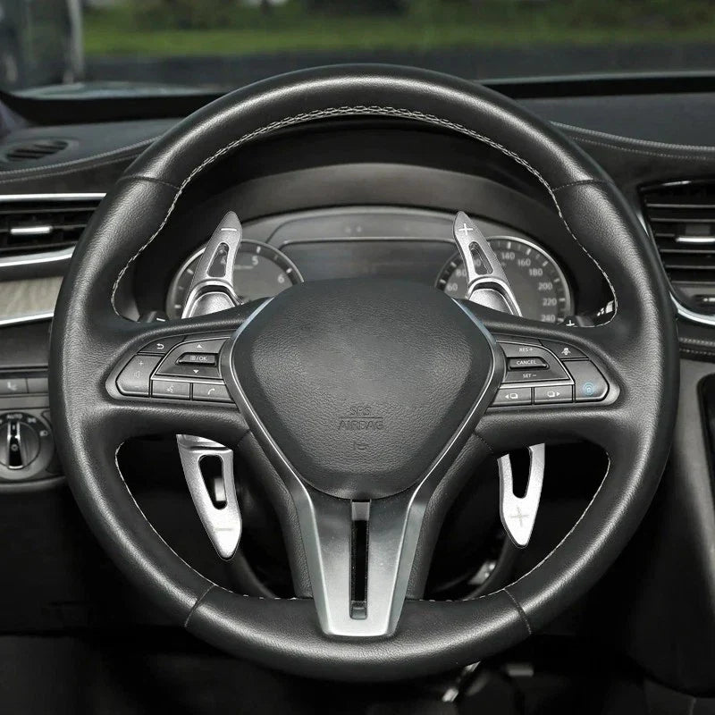 Silver Steering Wheel Shift Paddle Extensions for Nissan Altima, Infiniti QX50, QX60