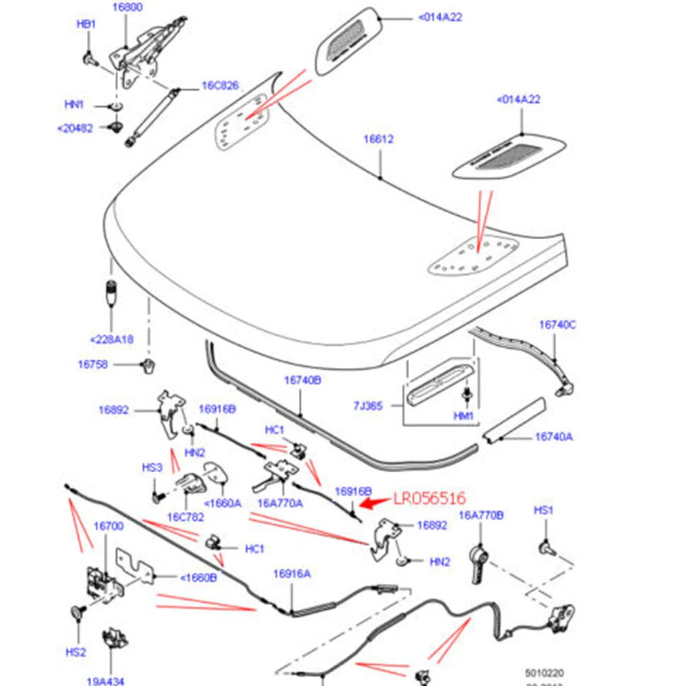 Hood Latch Release Control Cable for Land Rover Range Rover Sport (14-18)