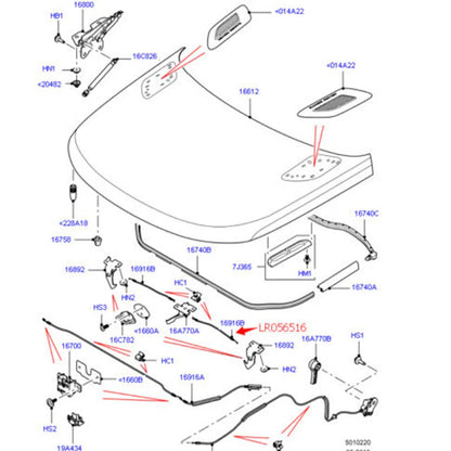 Hood Latch Release Control Cable for Land Rover Range Rover Sport (14-18)