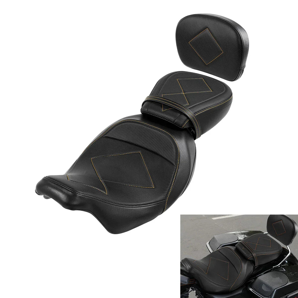 Driver & Passenger Seat Backrest Pad for Harley Touring Road Glide (2009-2023)