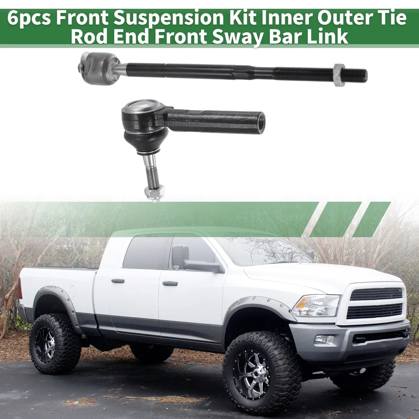 6pcs Front Suspension Kit Tie Rod Ends & Sway Bar Links for Dodge Journey