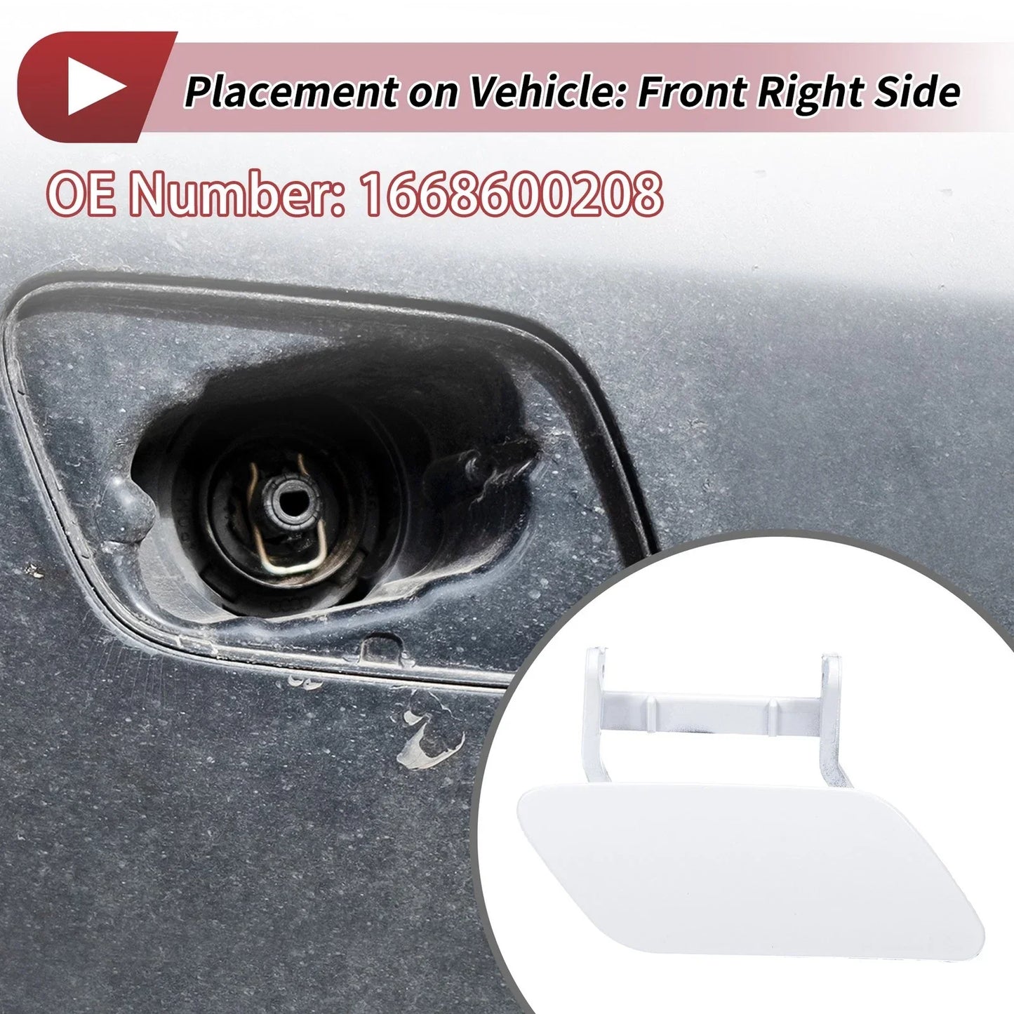 Front Right Washer Nozzle Cover for Mercedes-Benz ML350 (2012-2015) 1 x White