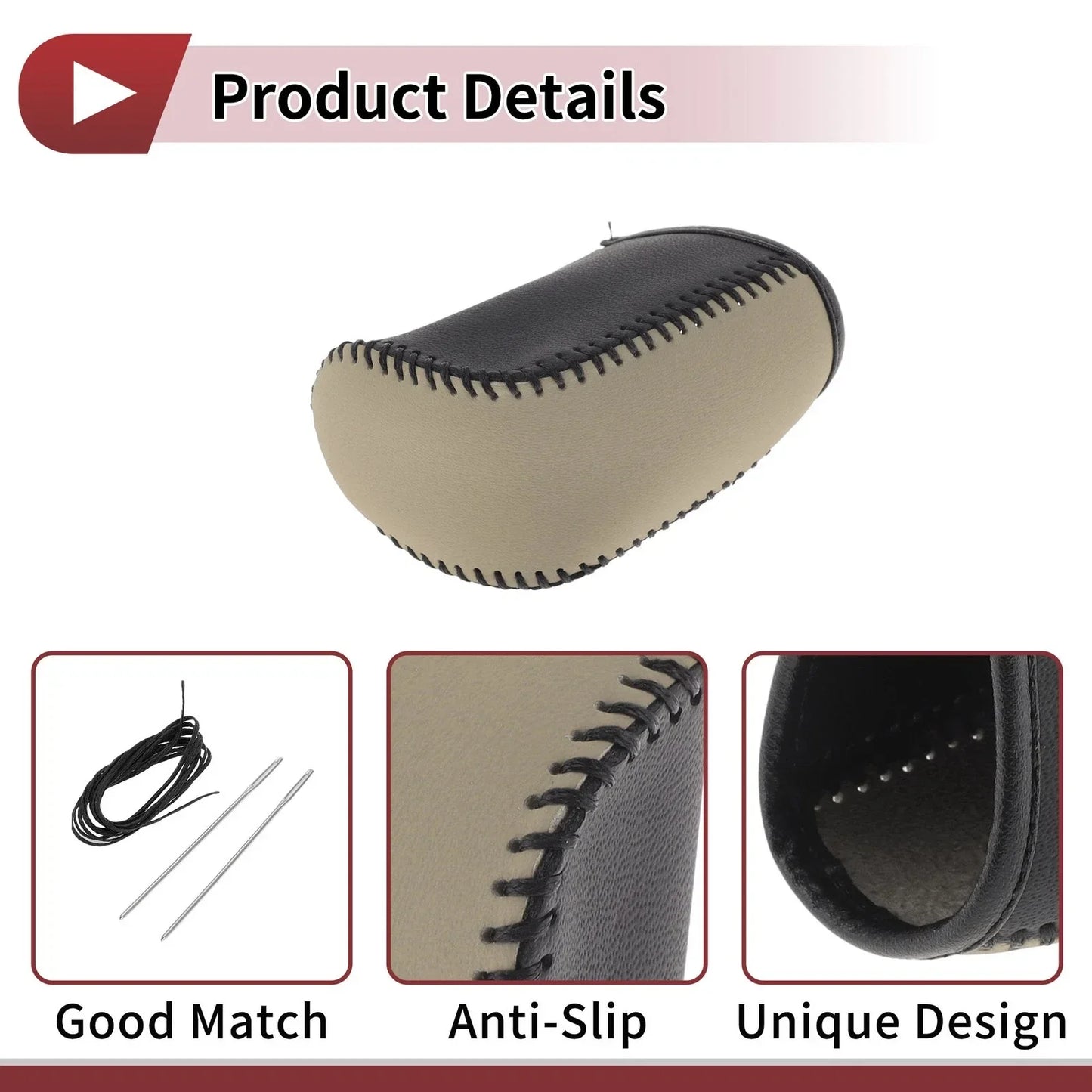 Car Gear Shift Knob Cover for Dodge Journey (2011-2020) - Black Beige Faux Leather