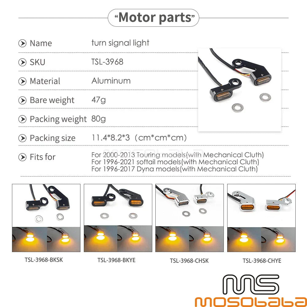 CNC Cut LED Turn Signal Lights for Harley Dyna, Touring, Road Glide, Electra Glide (2006-2023)