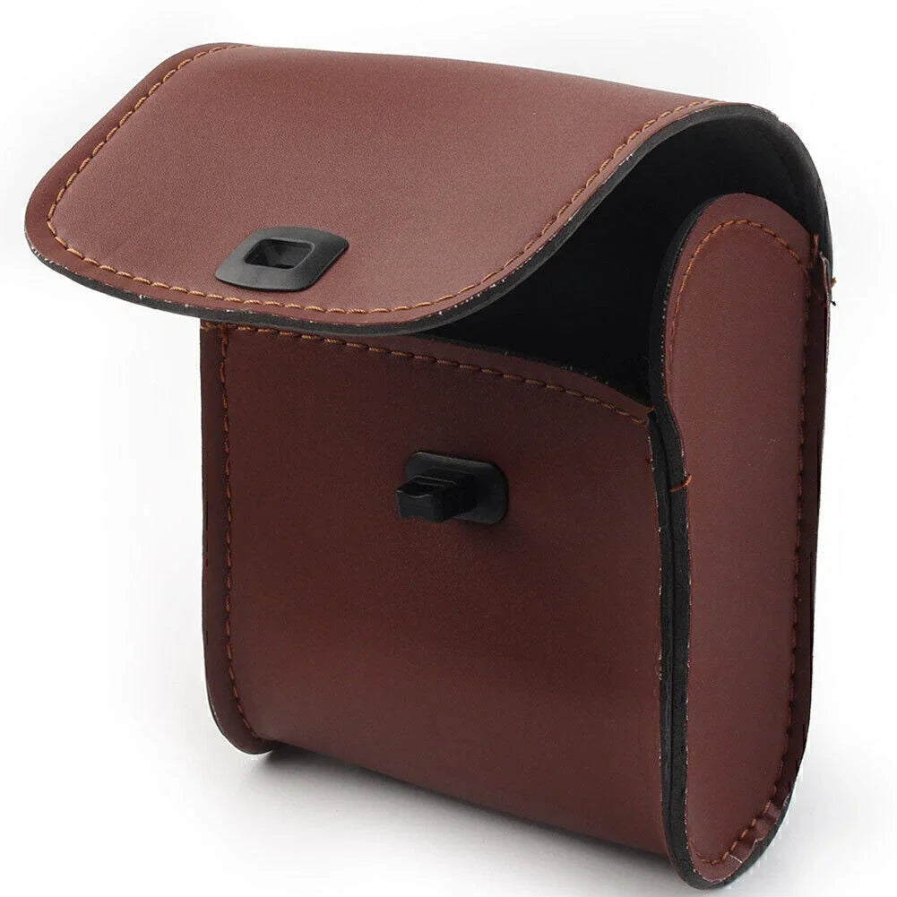 Saddle Luggage PU Leather Side Tool Bag for Universal Motorcycle - Brown