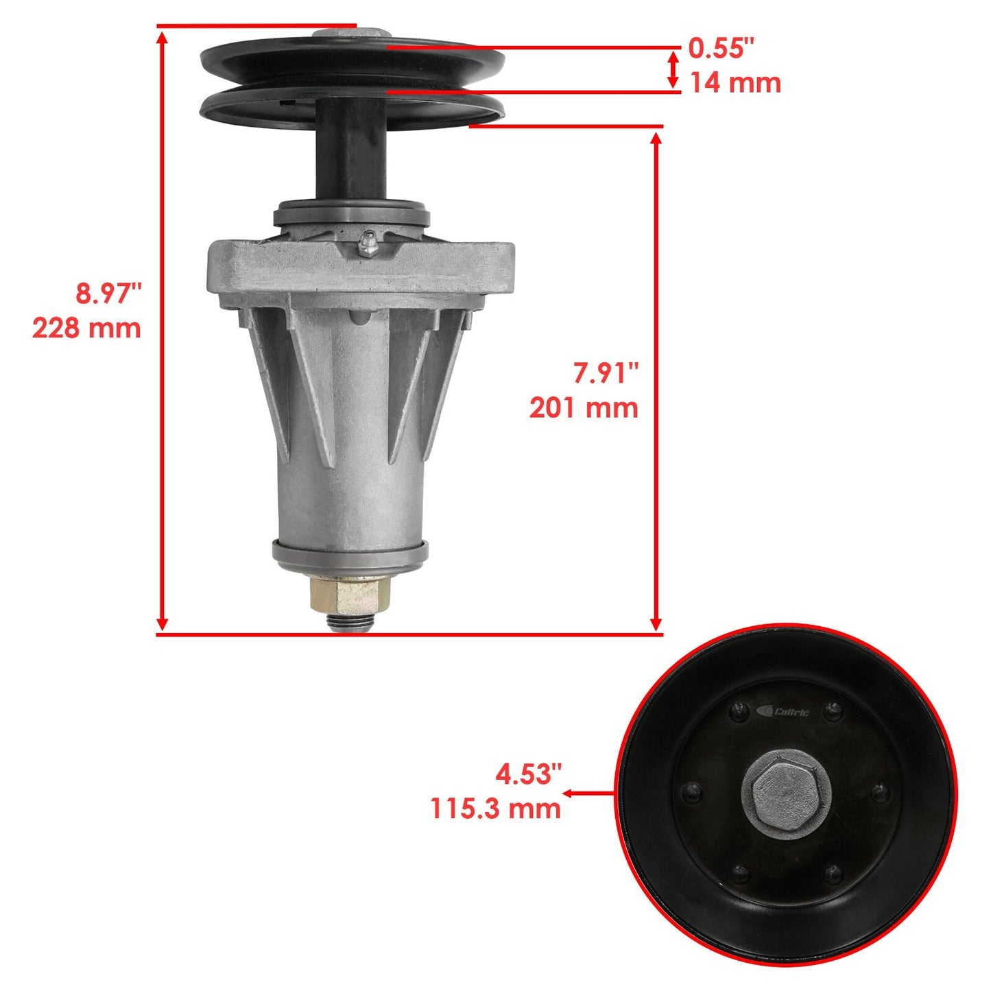 Caltric Spindle with Pulley for MTD 17ASDA Z8200 48 in (2011–2018)