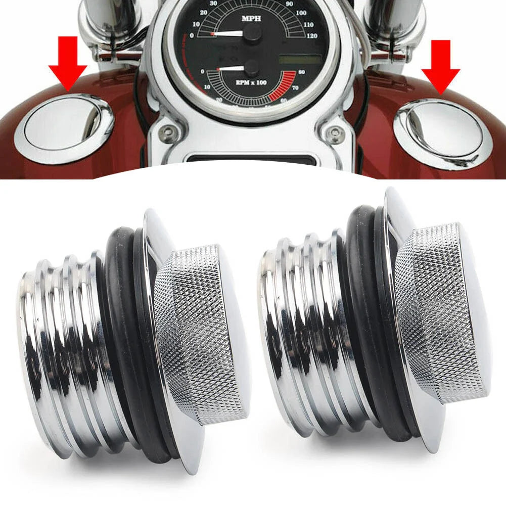 Flush Pop Up Gas Cap Vented Fuel Tank Cover for Harley Chrome