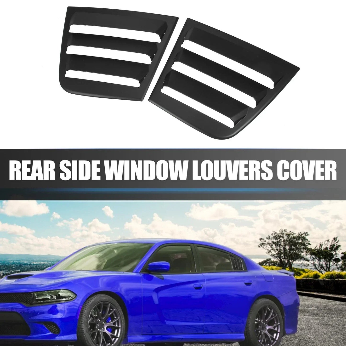 2 x Black Window Louvers for Dodge Charger (2011-2021) Air Vent Scoop Covers