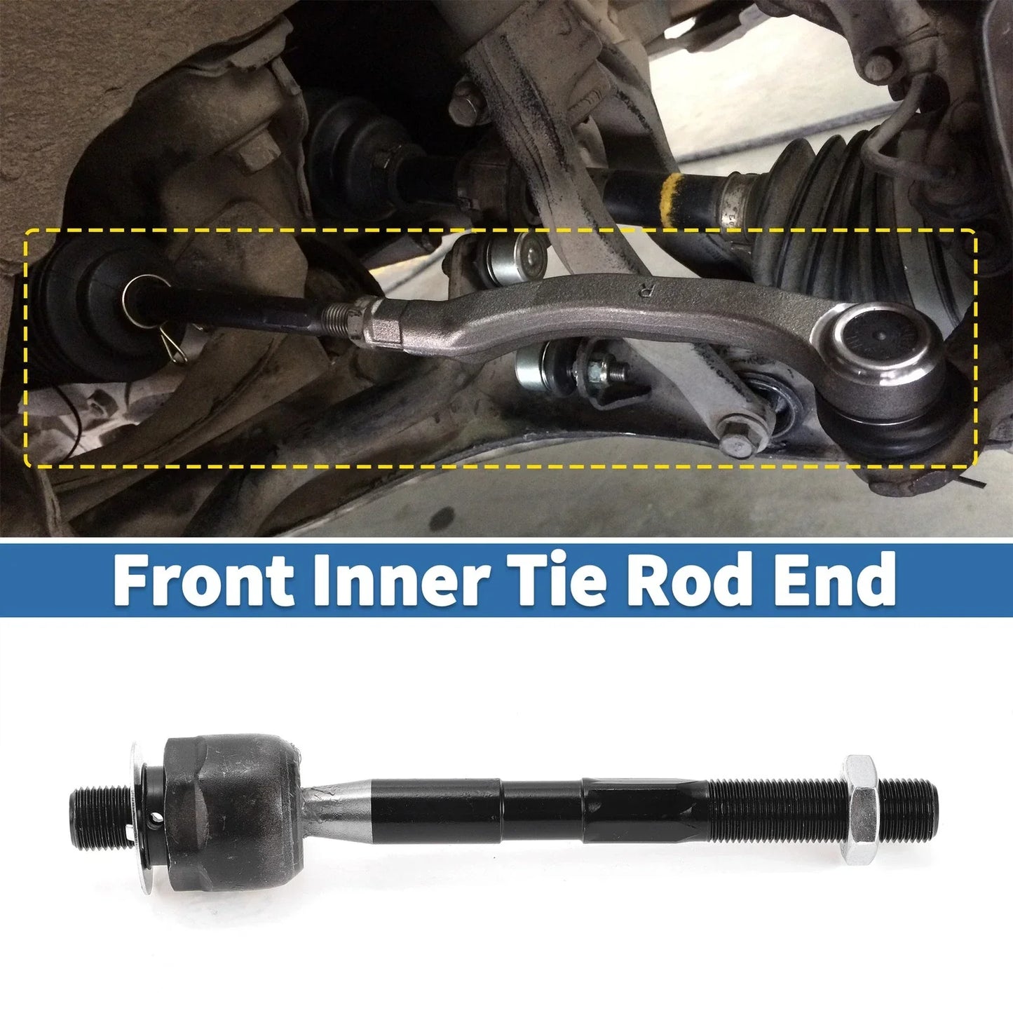 2 x Front Inner Tie Rod End Links for Kia Sorento, Hyundai Santa Fe (2003-2009)