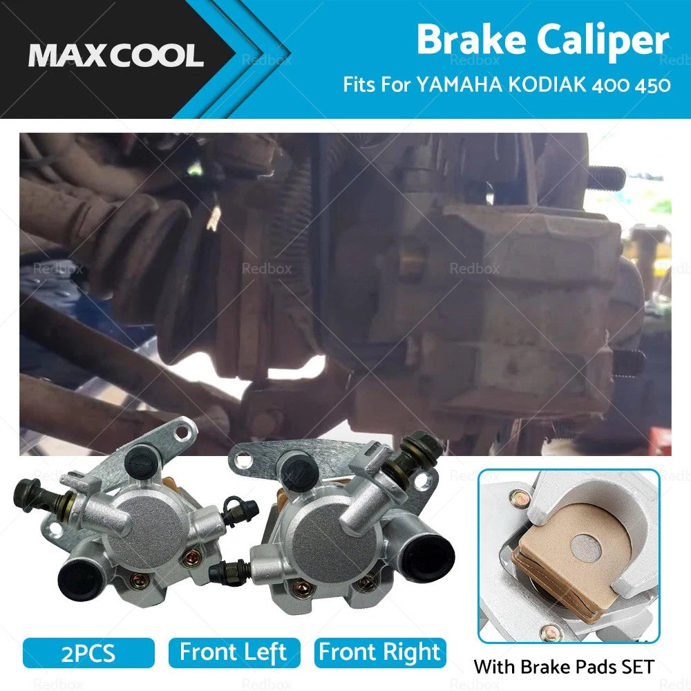 Front Left & Right Brake Caliper & Pads Set for Yamaha Kodiak