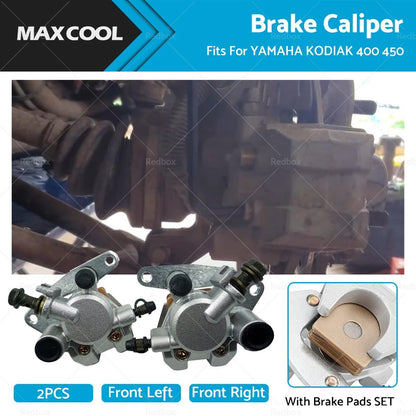 Front Left & Right Brake Caliper & Pads Set for Yamaha Kodiak