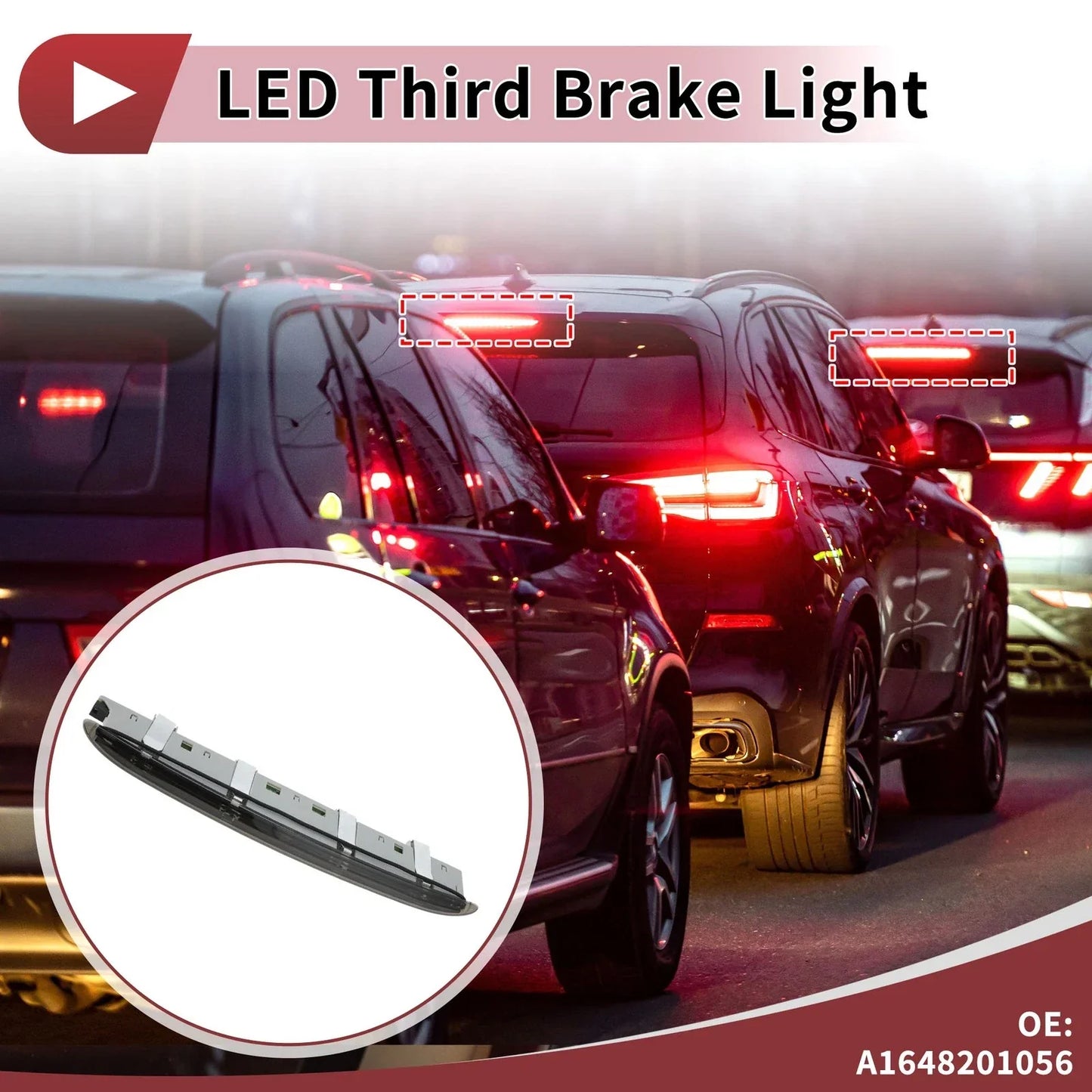 Black LED Third Brake Light for Mercedes-Benz W164 ML (2006-2011)