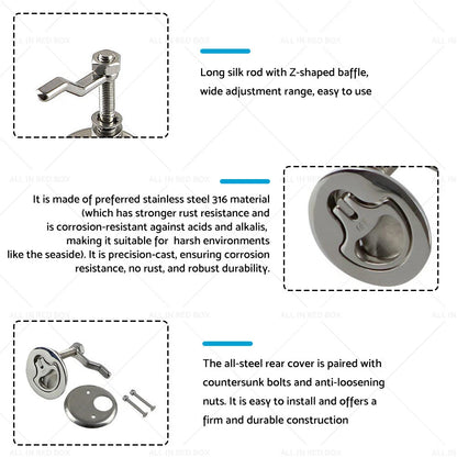 316 Stainless Steel Boat Cam Deck Door Latch Lock Hatch Pull Lift Ring