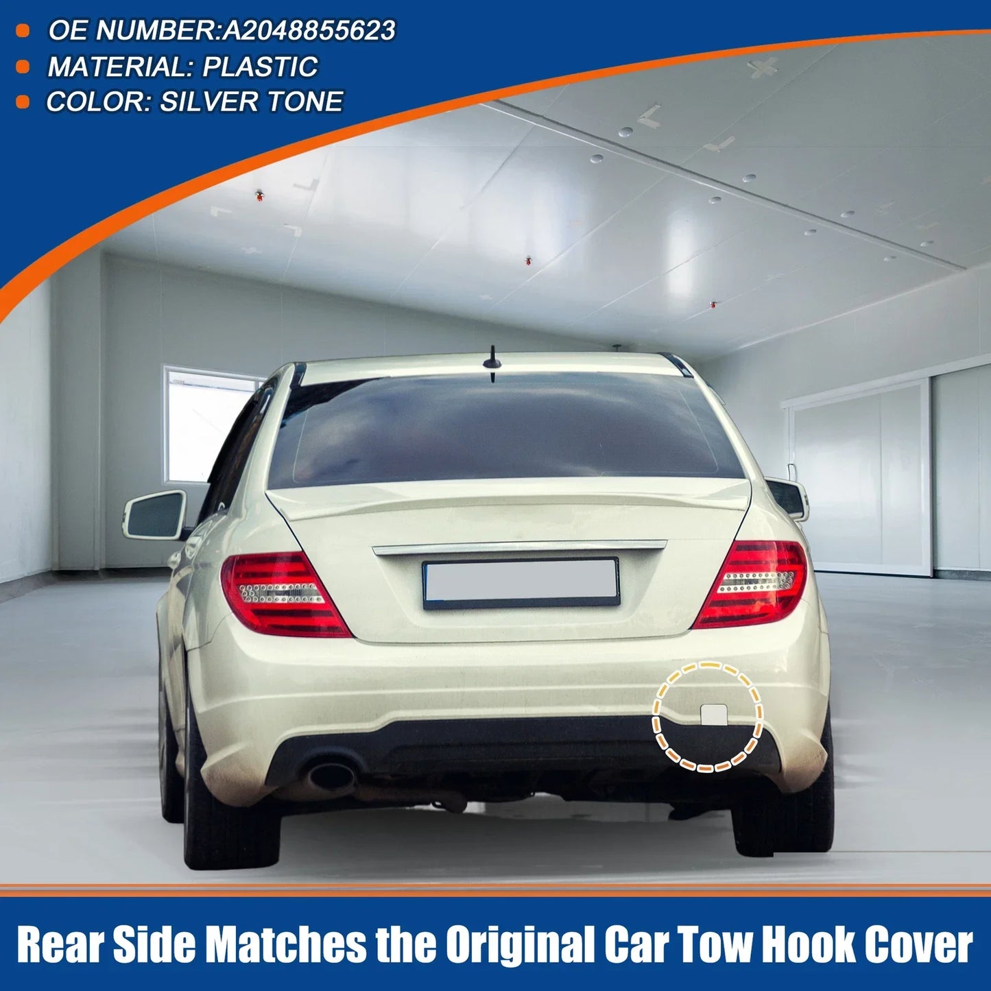 Rear Tow Hook Cover for Mercedes-Benz C-Class (2015-2021) - White
