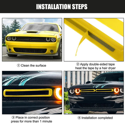 Front Grill Mesh Grille Inserts for Dodge Challenger 2015-2022 Yellow