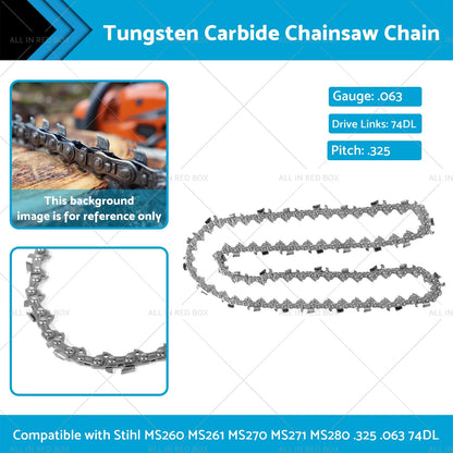 18" Tungsten Carbide Chainsaw Chain for Stihl MS260 MS261 MS270 MS271