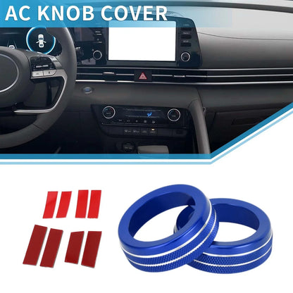 AC Climate Heater Switch Knob Cover Ring for Hyundai Elantra (2021-2024) 2 x Blue