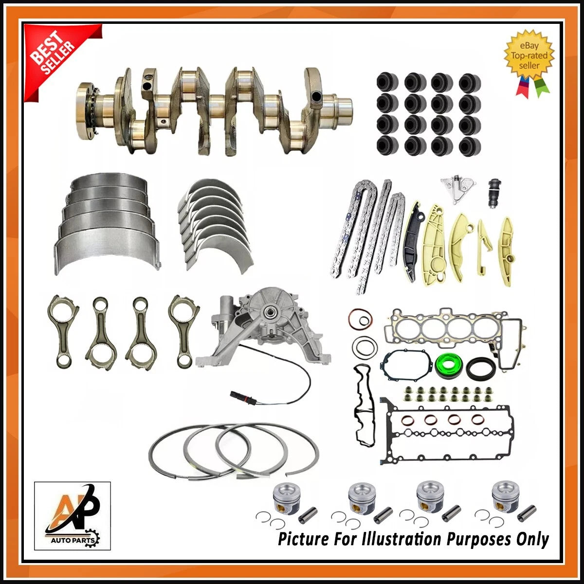 Crankshaft Piston Connecting Rod Rebuild Kit for Land Rover Jaguar 204DT (2007–2016)