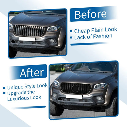 Front Upper Bumper Grille for Mercedes-Benz X-Class W470 (2017-2023) Gloss Black