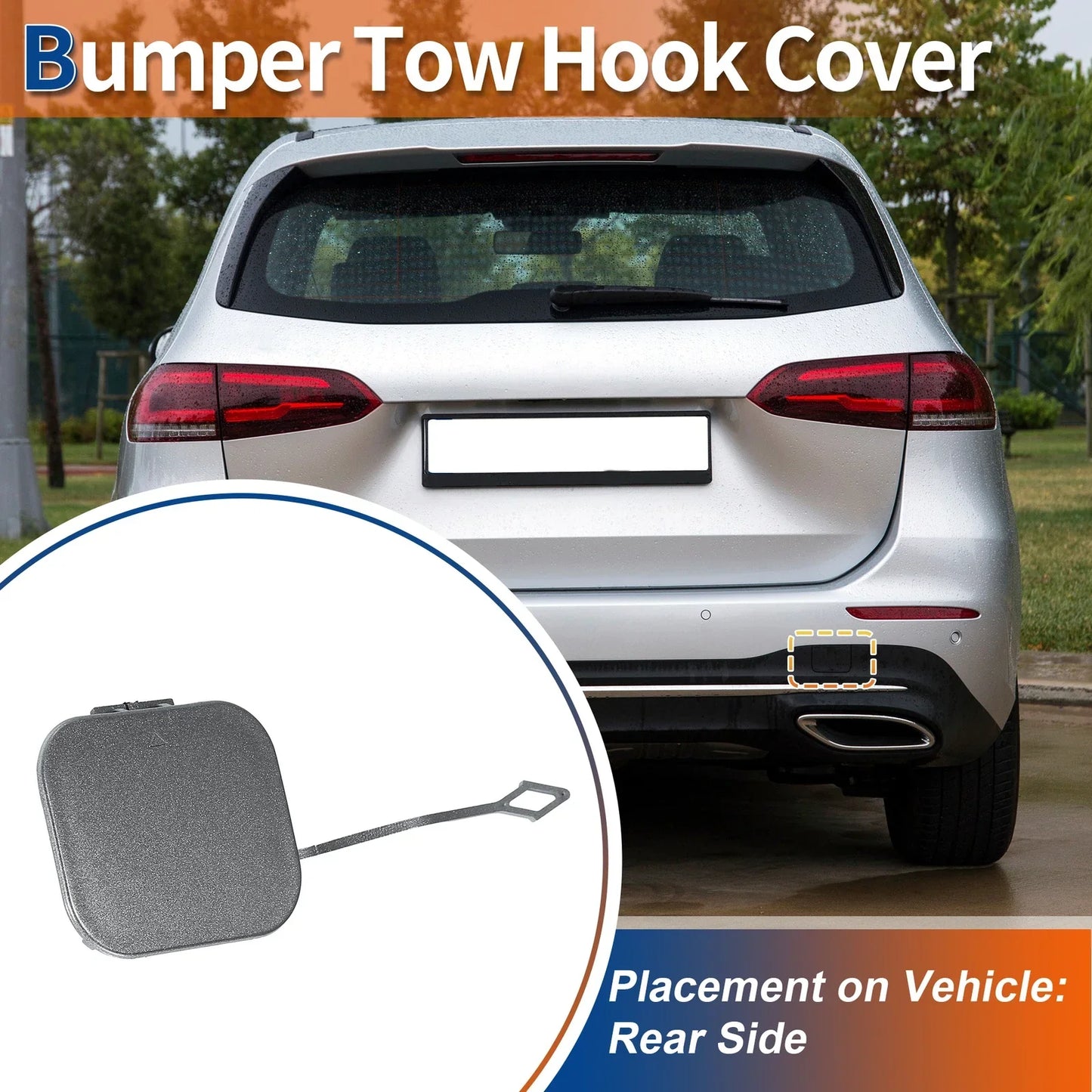 Rear Tow Hook Cover for Mercedes-Benz B-Class (2012-2019) Gray