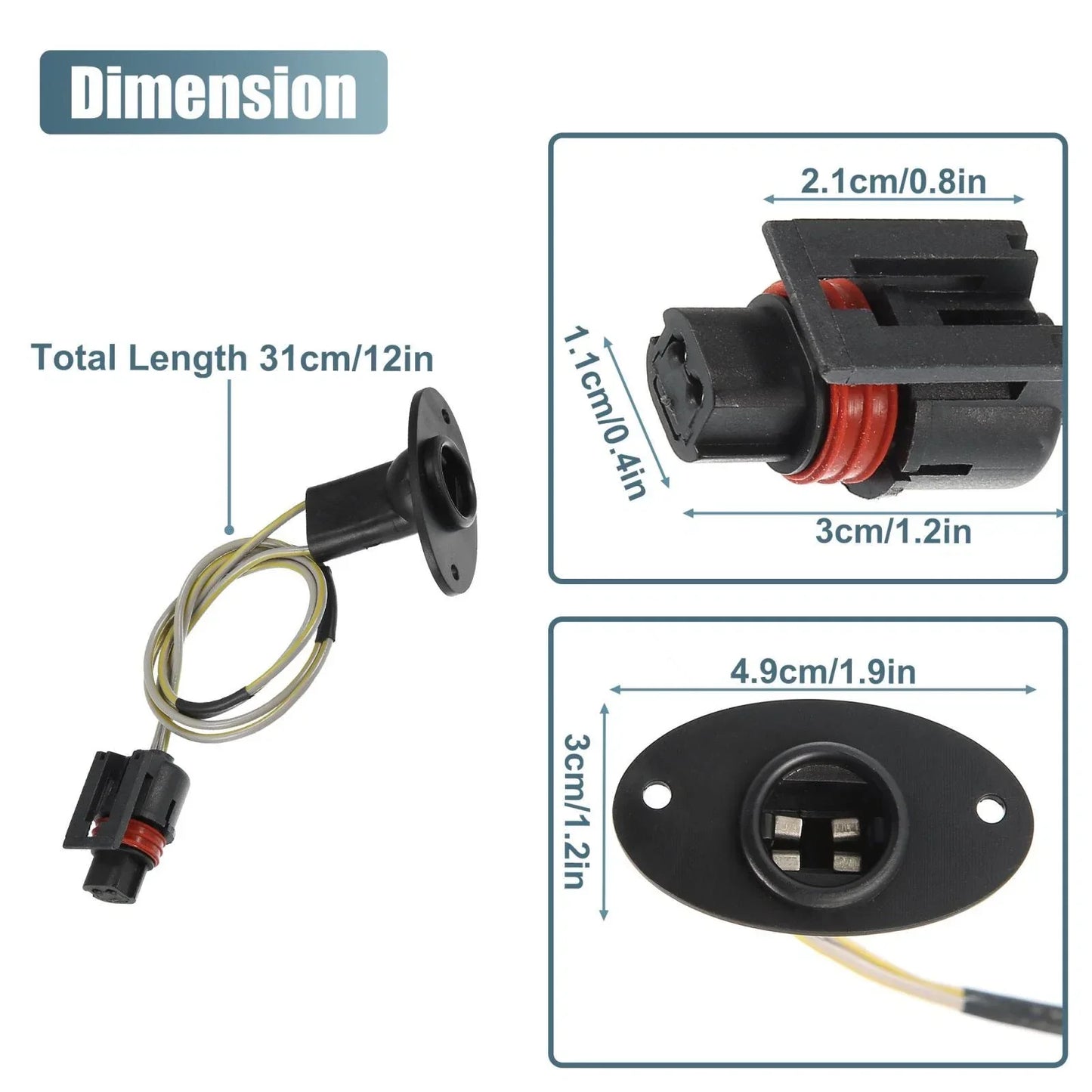 2 x License Plate Light Wiring Harness Socket for Dodge Ram 1500 (2009-2018)