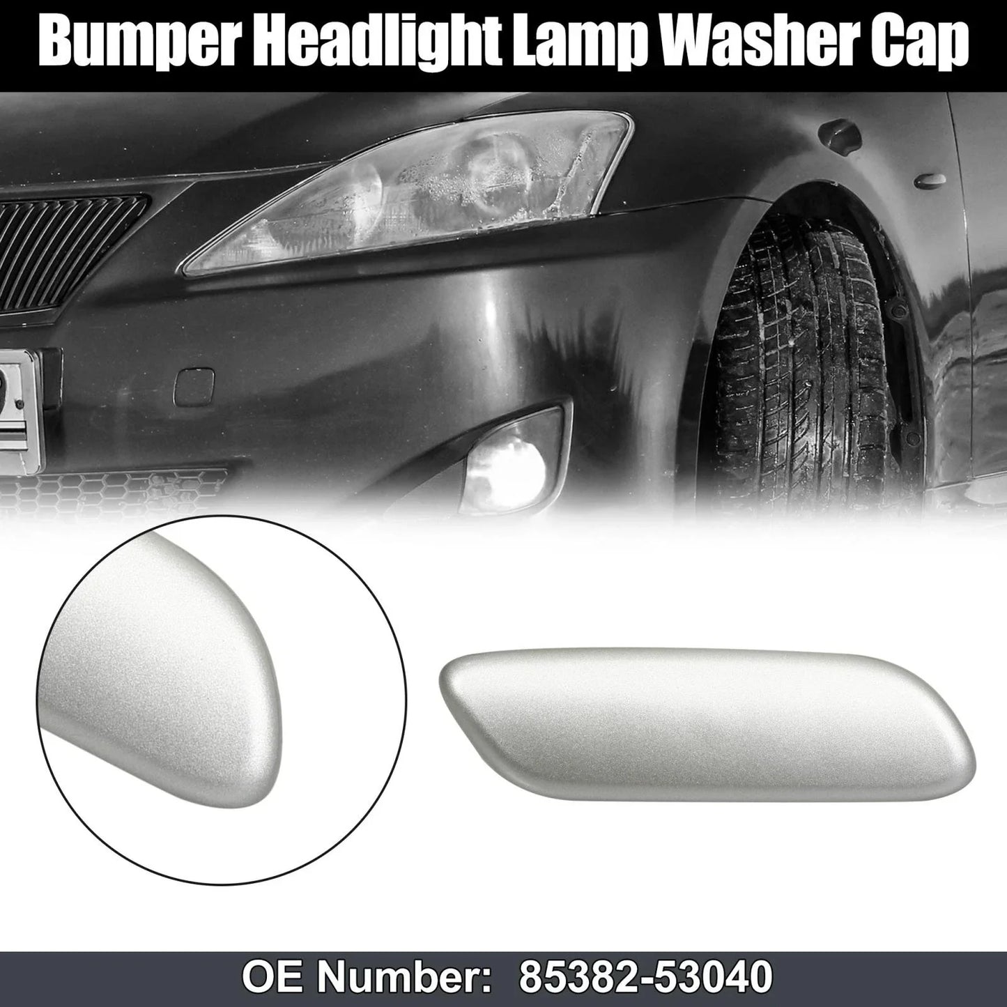 Right Headlight Nozzle Cover for LEXUS IS250 IS300 (2006-2008) Silver Tone