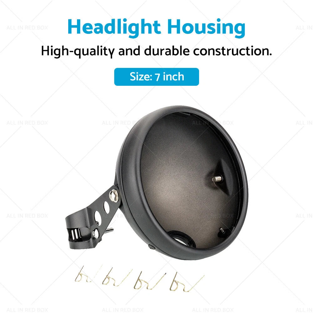 7" Motorcycle Headlight Bulb Bucket Housing Bracket for Harley