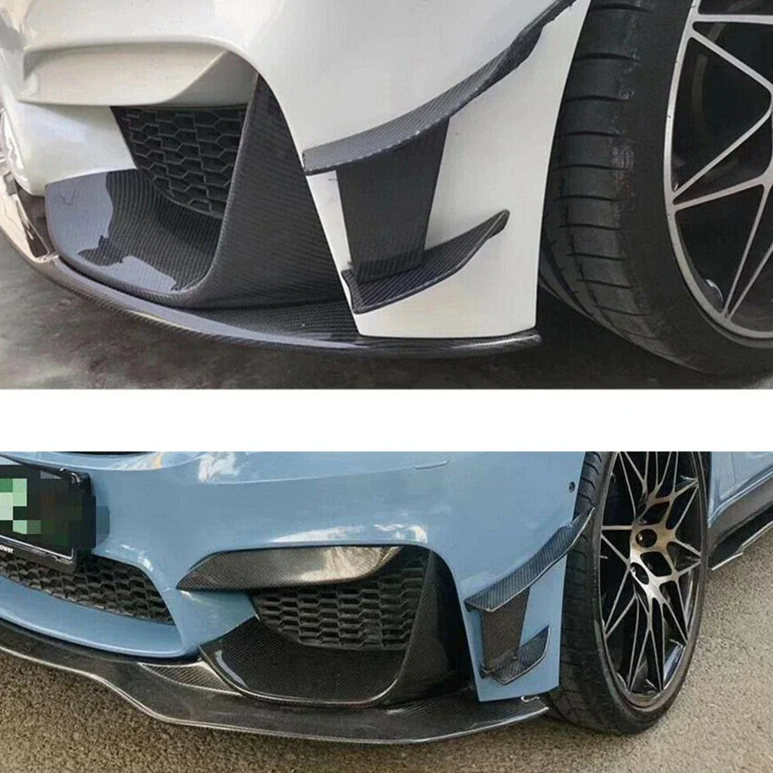 6pcs Carbon Fiber ABS Front Bumper Splitter Fins for Car