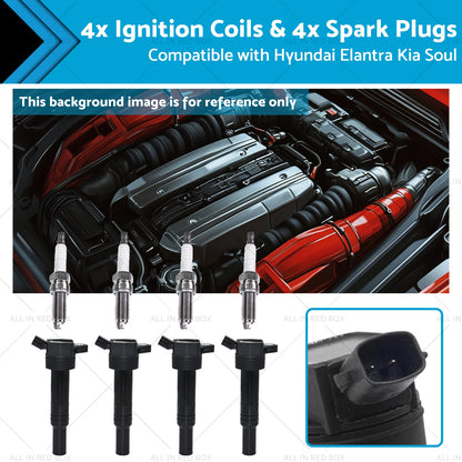 4 x Ignition Coils & 4 x Spark Plugs for Hyundai Elantra, Kia Soul (2011-2016)