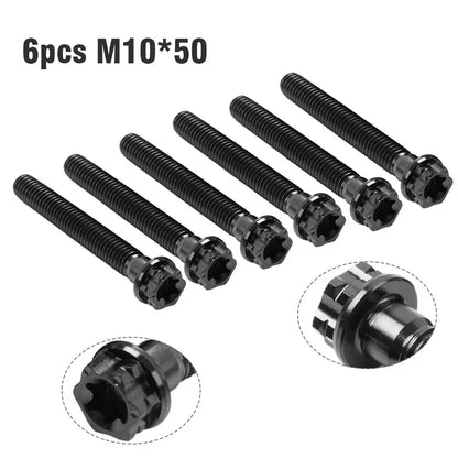 6pcs M10x50mm Titanium Torx Head Flange Screws for Motorcycle Bike