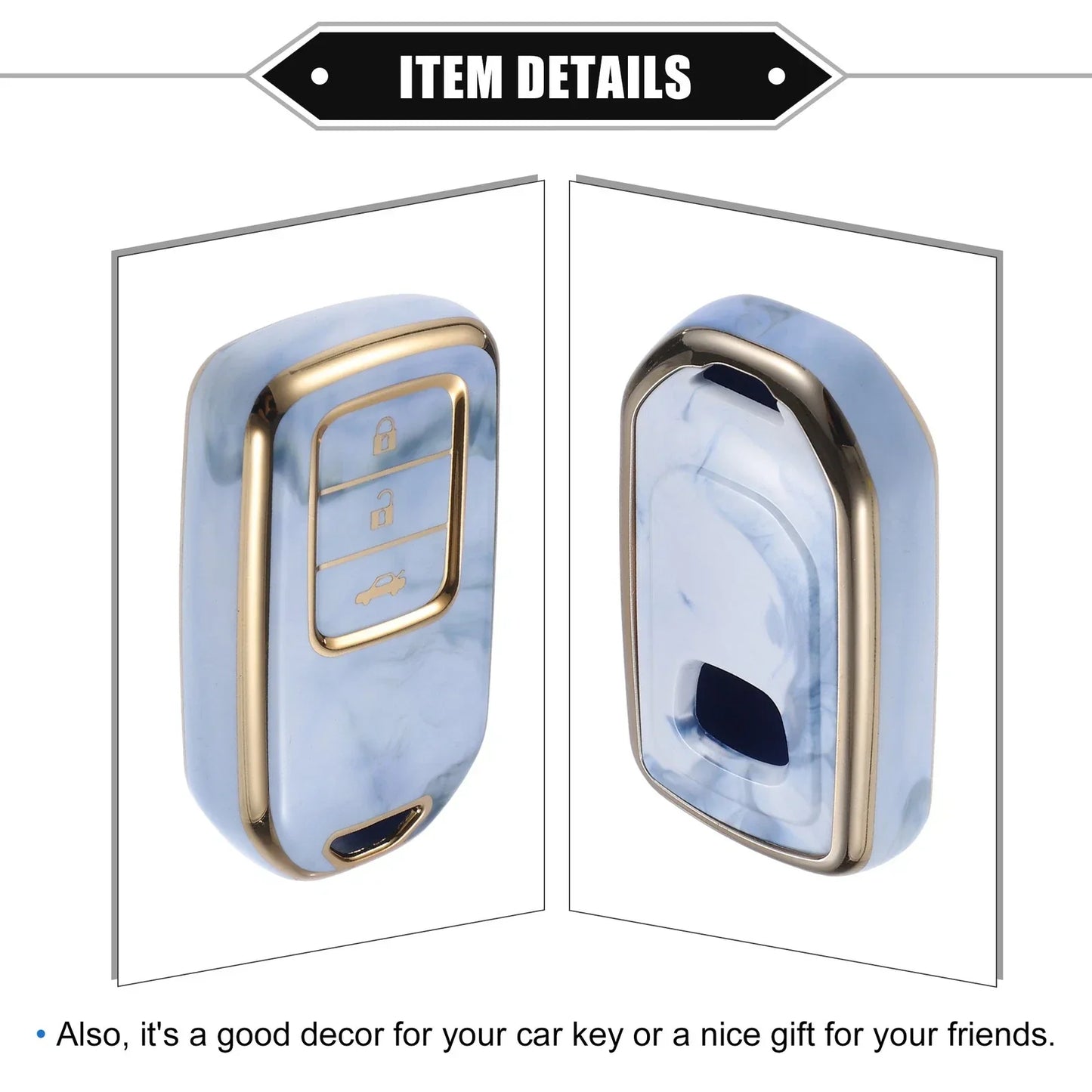 3 x Button TPU Key Fob Cover Case for Honda CR-V, Civic (2014-2016) Blue