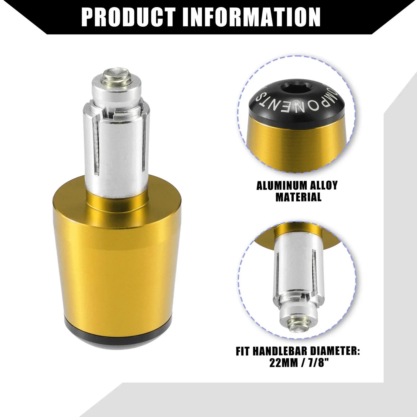 2 x Motorcycle Handlebar End Plugs 7/8" for Honda Gold Wing (2001-2023)