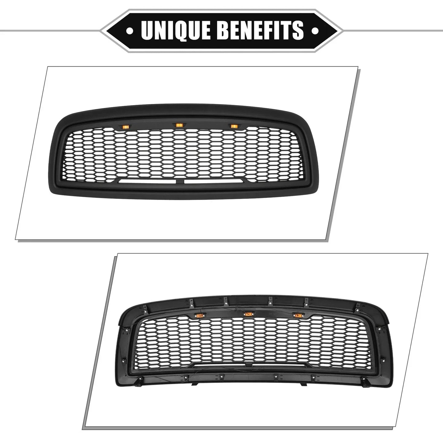 Front Grille Assembly with LED Lights for Dodge Ram 3500 (2010) Matte Black