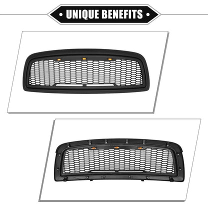 Front Grille Assembly with LED Lights for Dodge Ram 3500 (2010) Matte Black