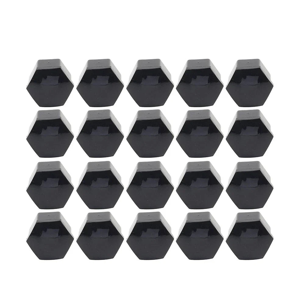 17mm Black Wheel Lug Nut Bolt Cover Caps (20 Pcs) for Car - Fits Various Models