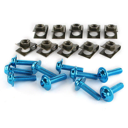 10 x CNC Motorcycle M6 Body Fairing Bolts Fasteners Clips Blue